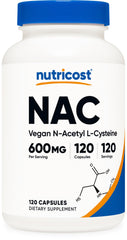 Nutricost NAC 600 mg, cápsulas vegetarianas para uso diario.