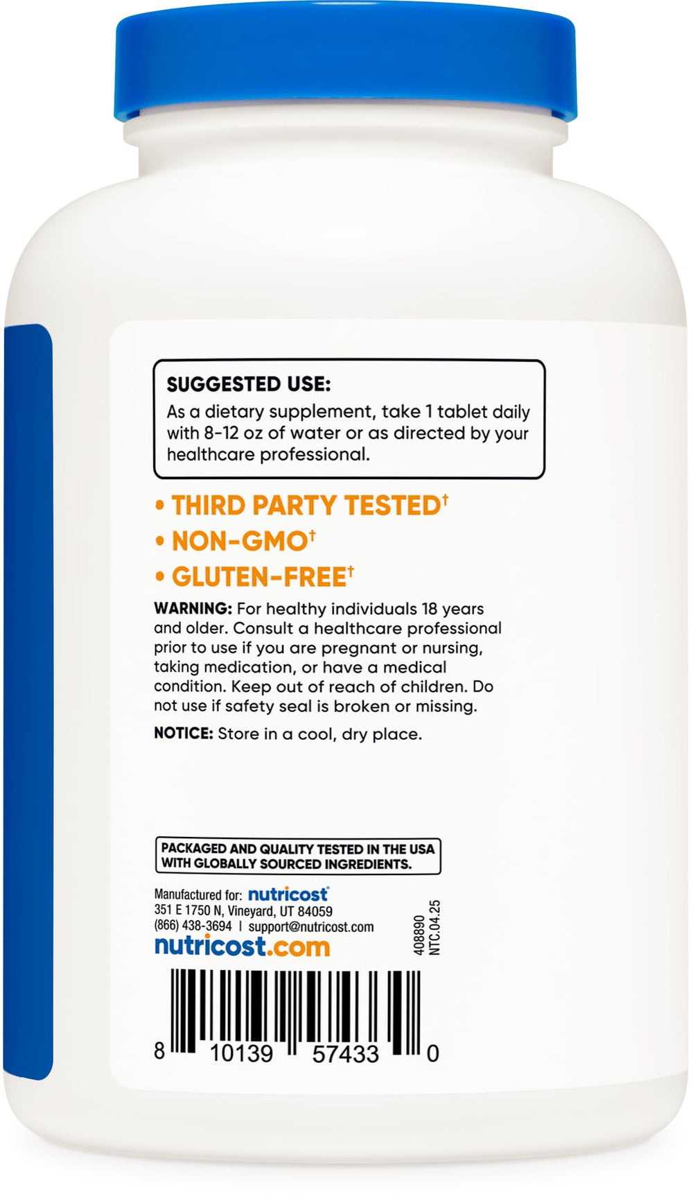 Nutricost NAC 1000 mg bottle dispensing for convenient daily dosing.