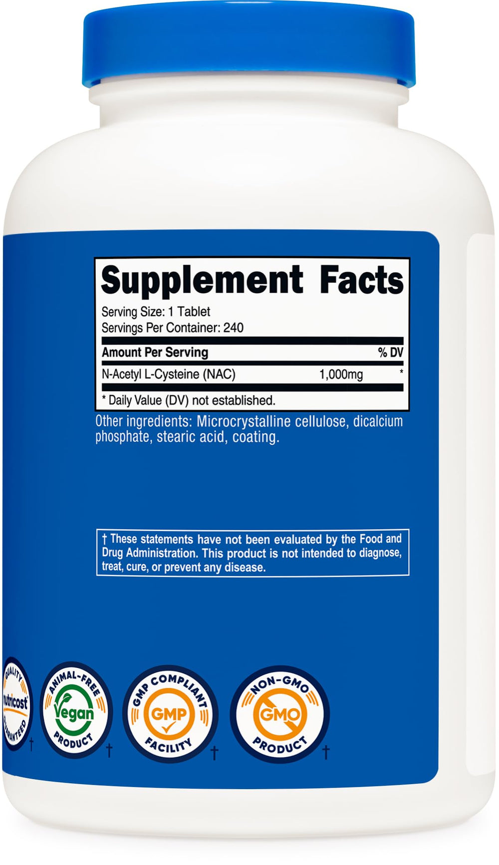 Nutricost NAC 1000 mg in-use with a glass of water for easy intake.