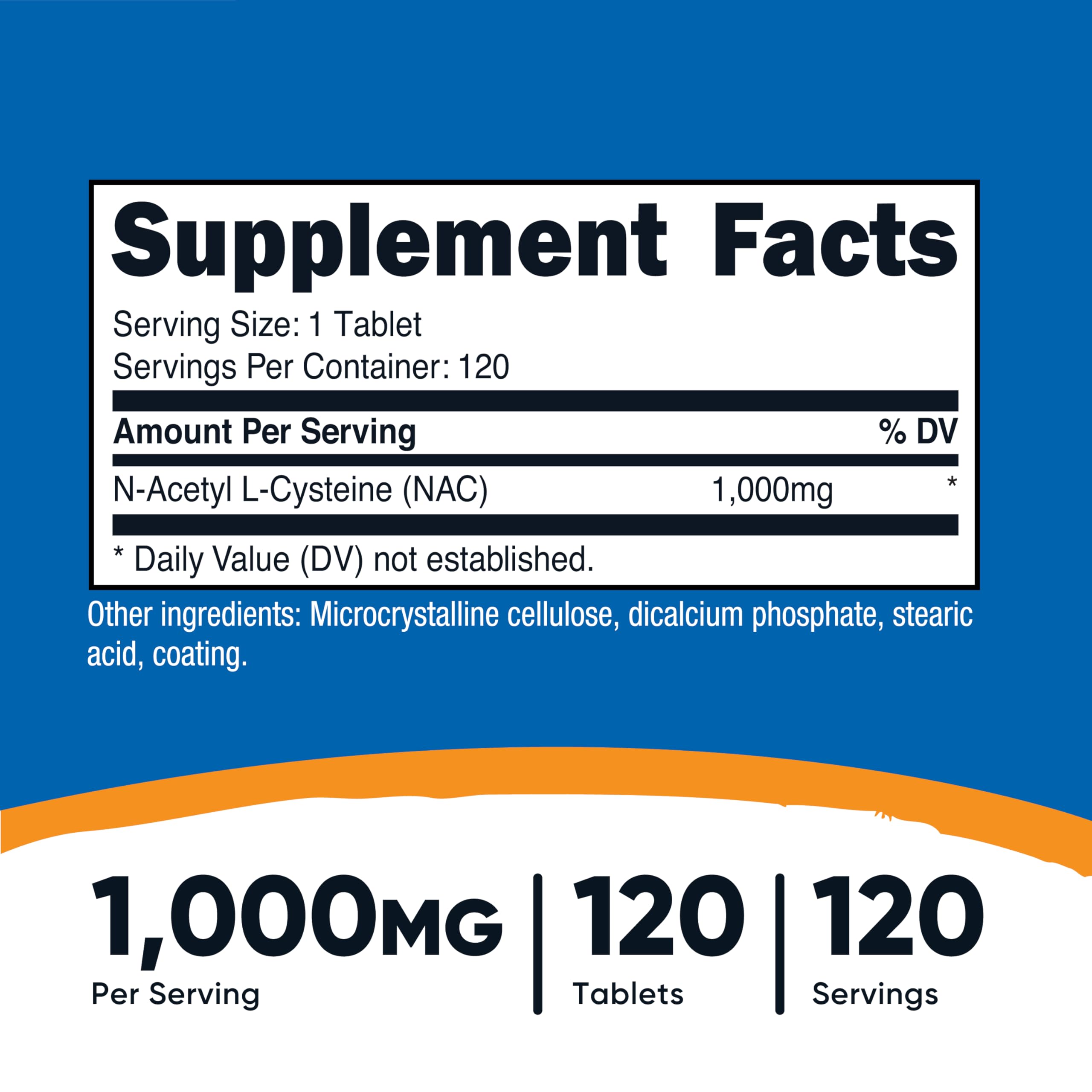 Nutricost NAC 1000 mg tablets side profile ideal for daily intake