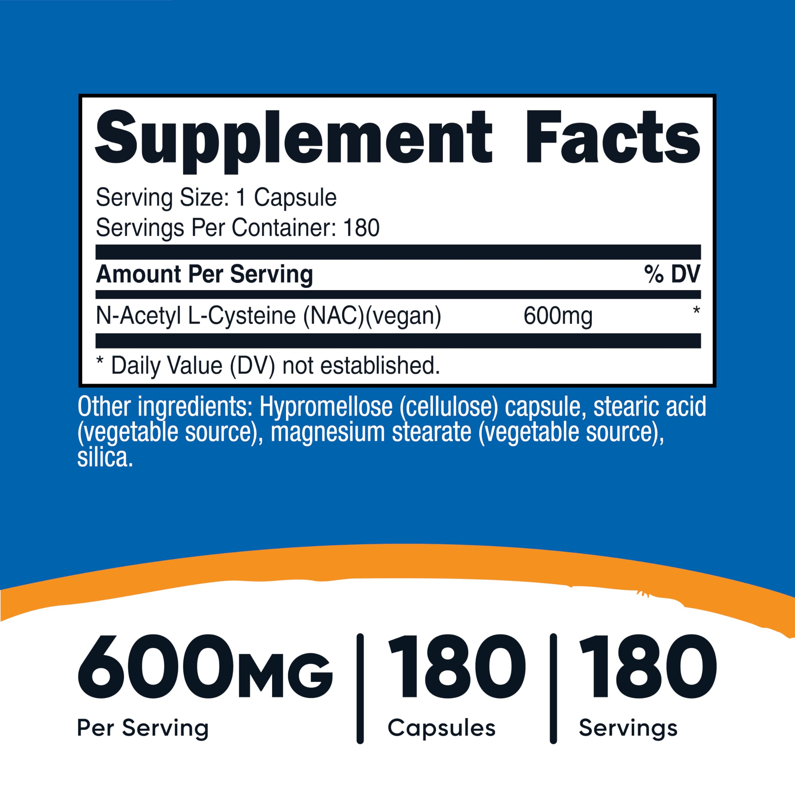 Nutricost NAC bottle front view for easy access