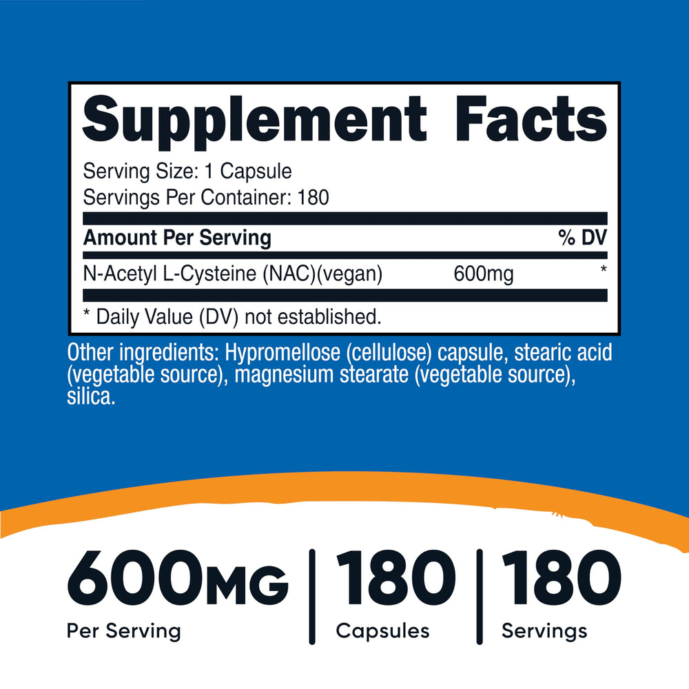 Nutricost NAC bottle front view for easy access