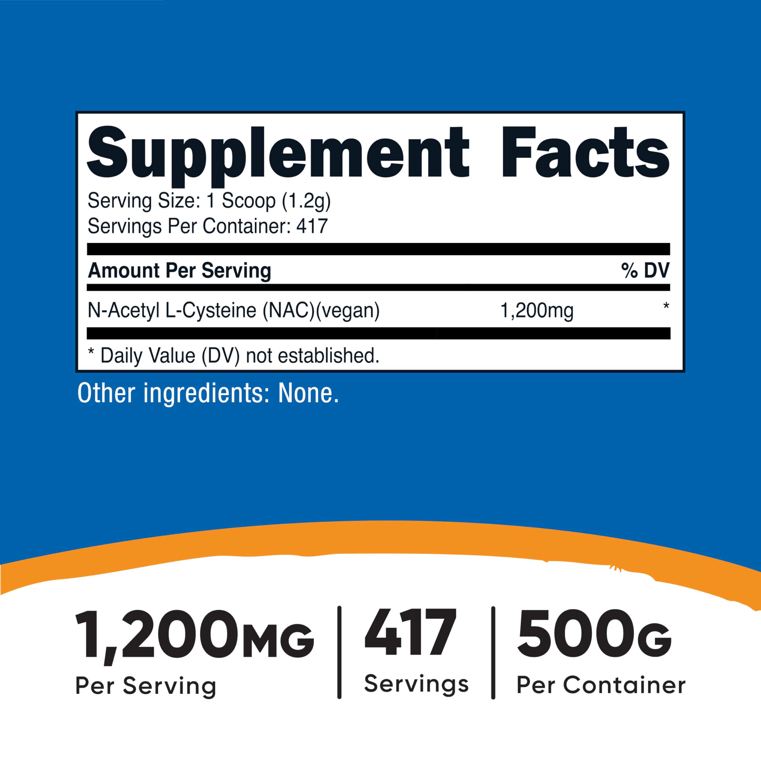 Nutricost NAC powder serving scoop demonstrates convenient measurement