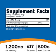 Nutricost NAC powder serving scoop demonstrates convenient measurement