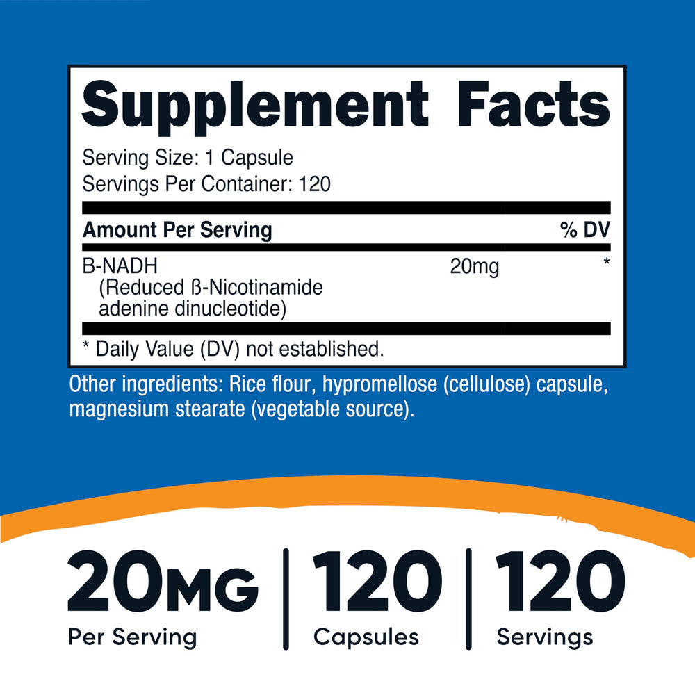 Close-up of Nutricost NADH capsules for easy daily intake