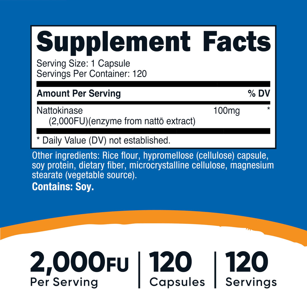 Nutricost nattokinase capsules shown for easy daily dosing.