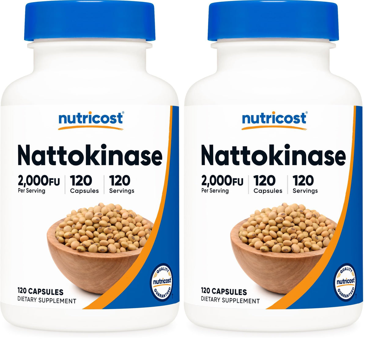 Nutricost nattokinase bottle front view highlights gluten-free labeling.