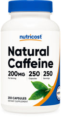 Nutricost Natural Caffeine bottle front showing product name and green tea origin