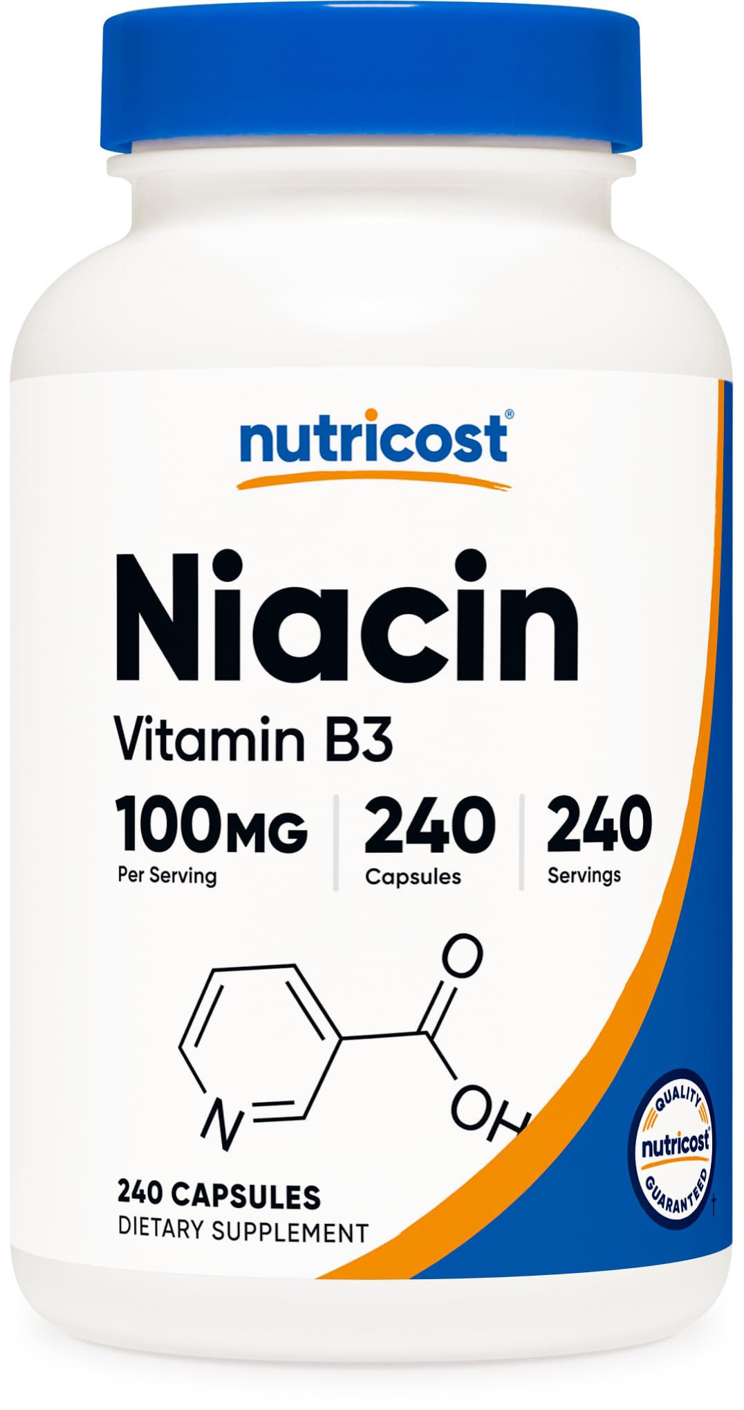 Nutricost Niacin bottle front view for daily use