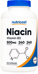 Nutricost Niacin 500mg bottle front view for reliable daily supplement