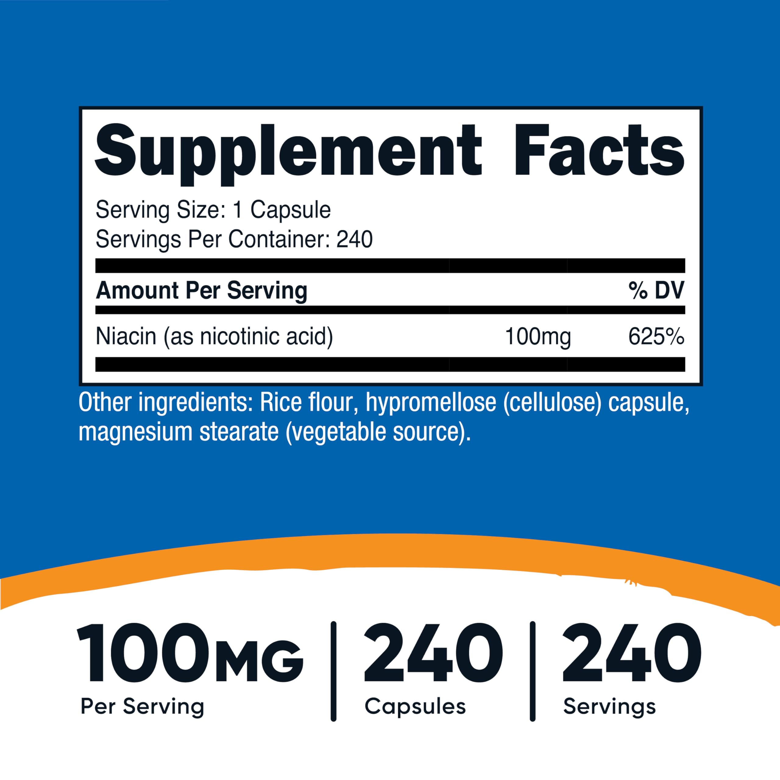 Nutricost Niacin capsules inside the bottle ready for daily use