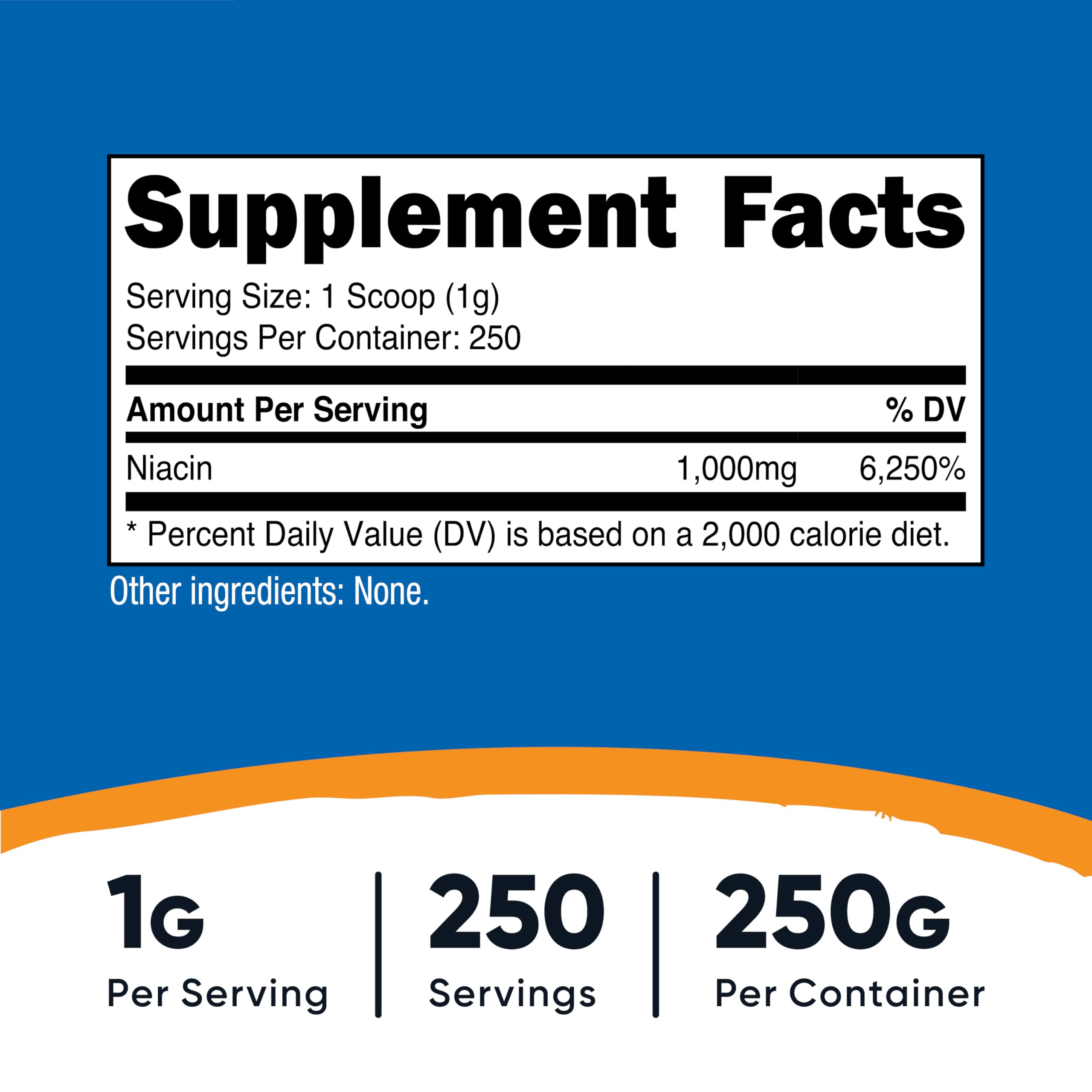 Nutricost Niacin powder measuring spoon for precise 1 g servings