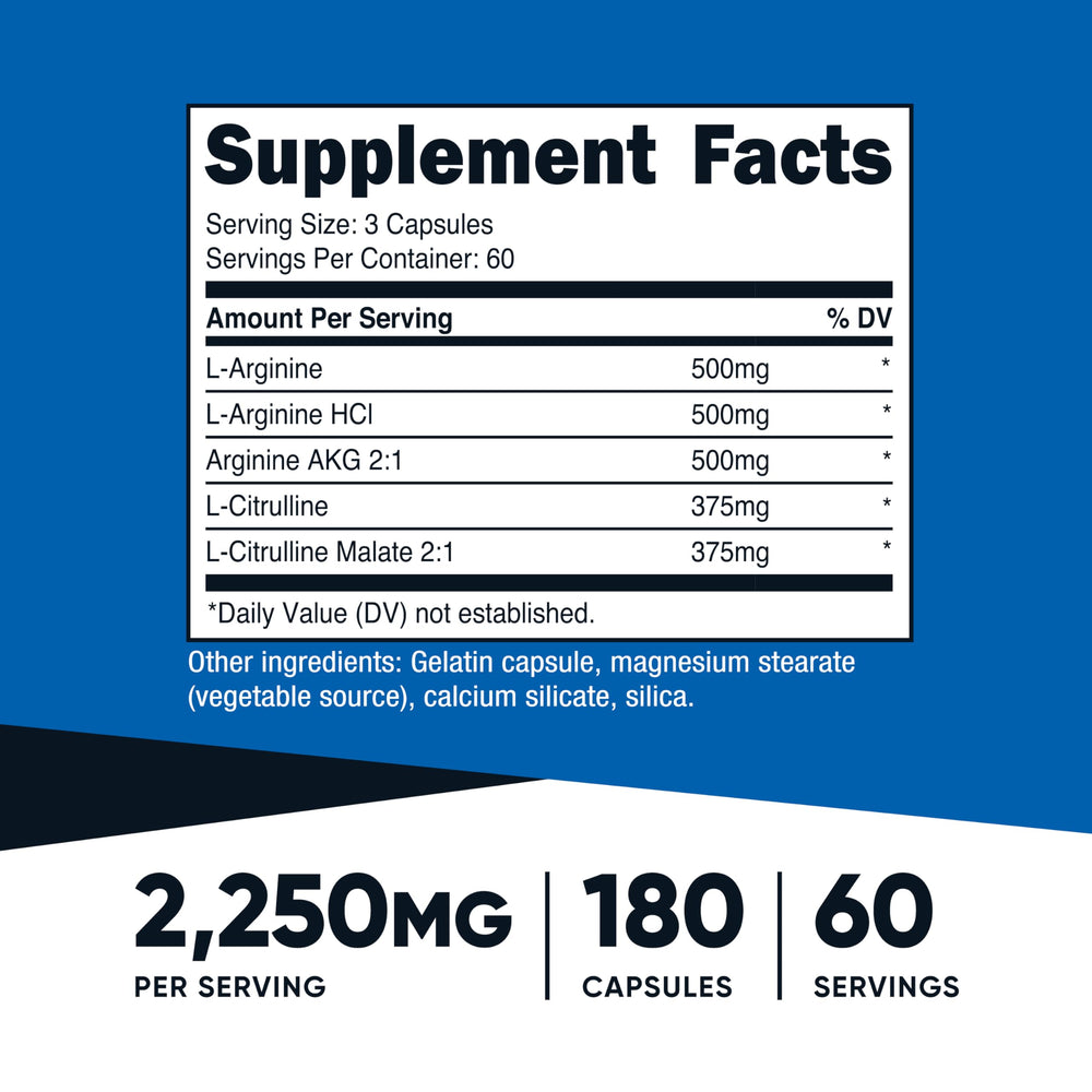 Nutricost Nitric Oxide Booster bottle label showing gluten-free and non-GMO.