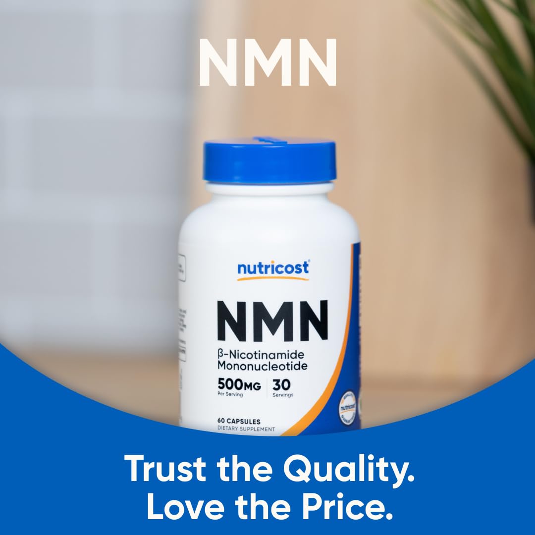 Nutricost NMN packaging front displays product name and quality assurances.