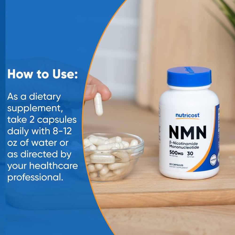 Nutricost NMN storage card illustrates cool, dry place to protect potency.
