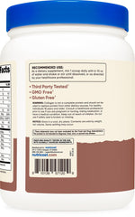 Nutricost gluten-free non-GMO label on collagen powder tub