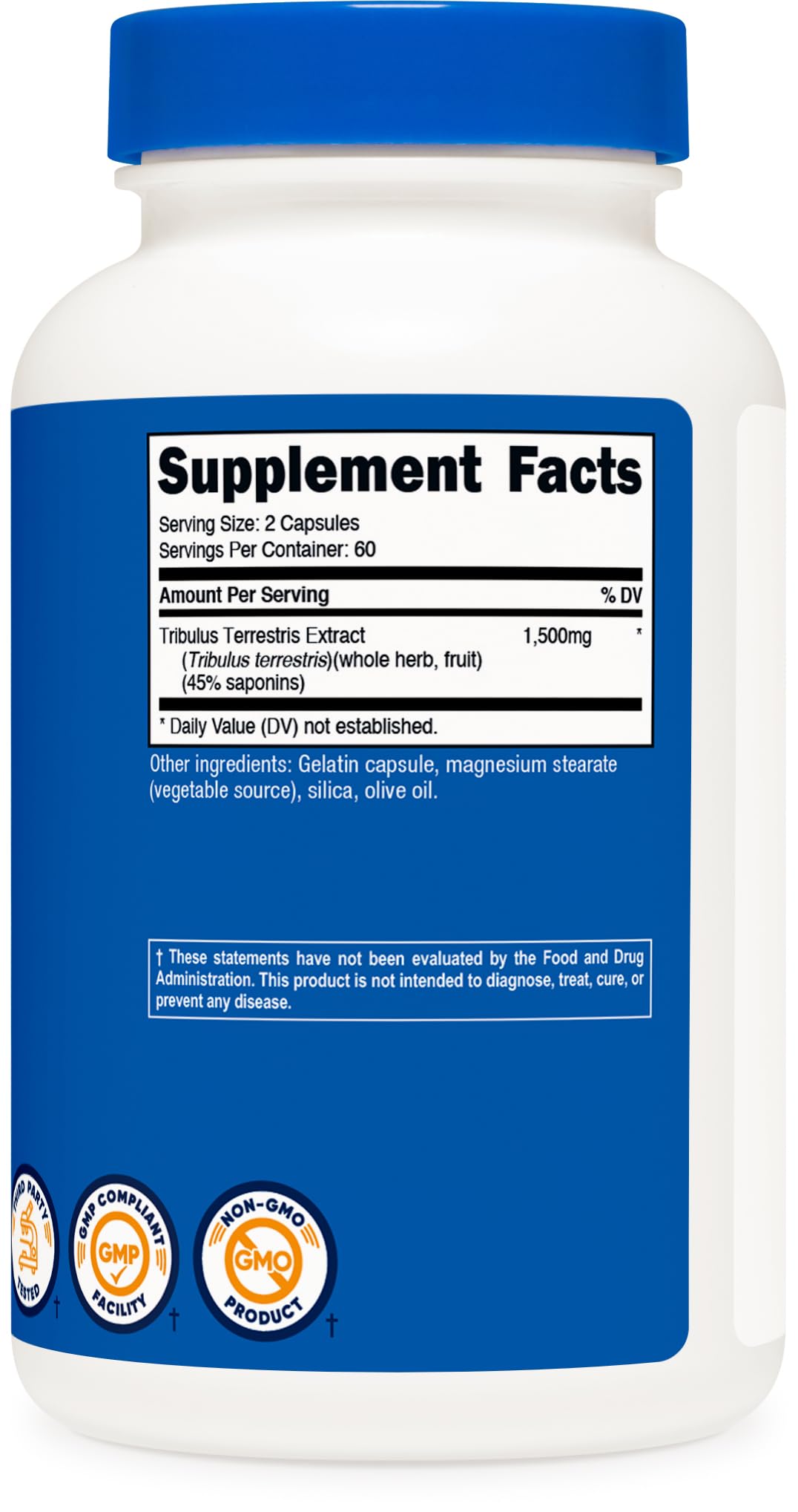 Nutricost non-GMO and gluten-free symbols appeal to dietary preferences.