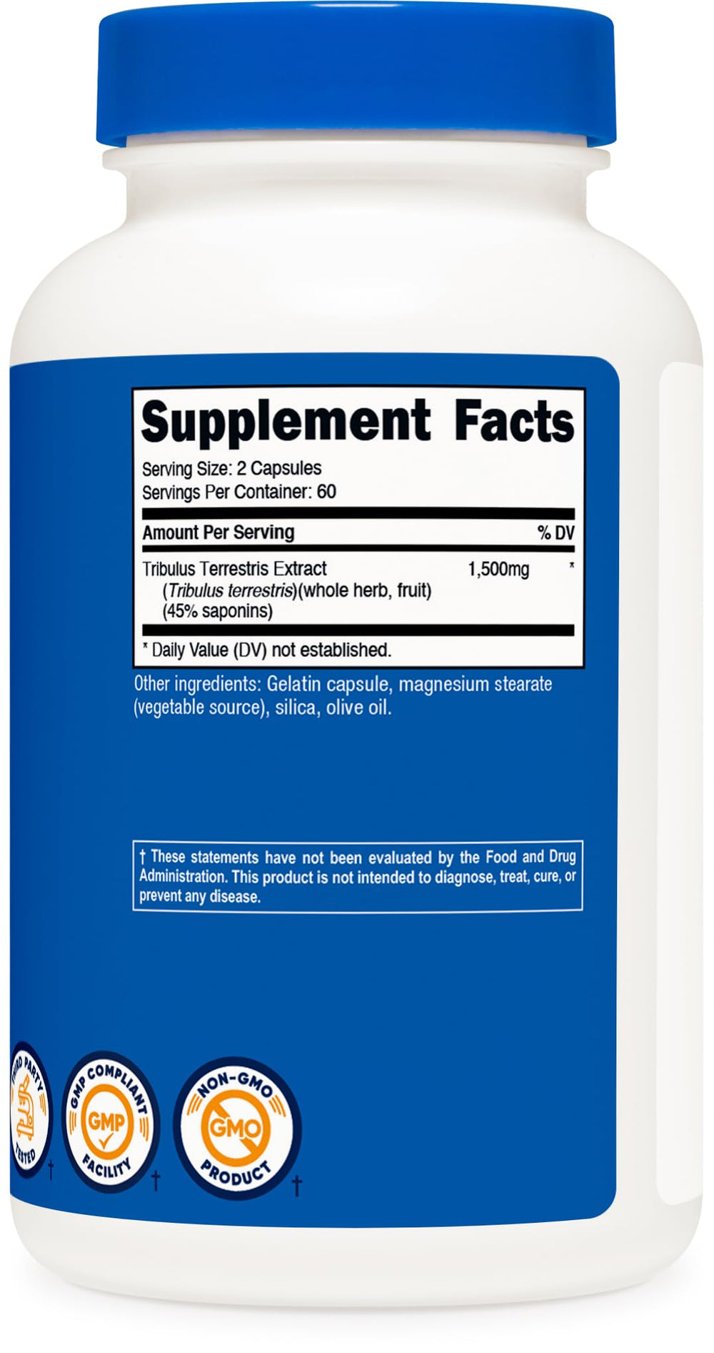 Nutricost non-GMO and gluten-free symbols appeal to dietary preferences.