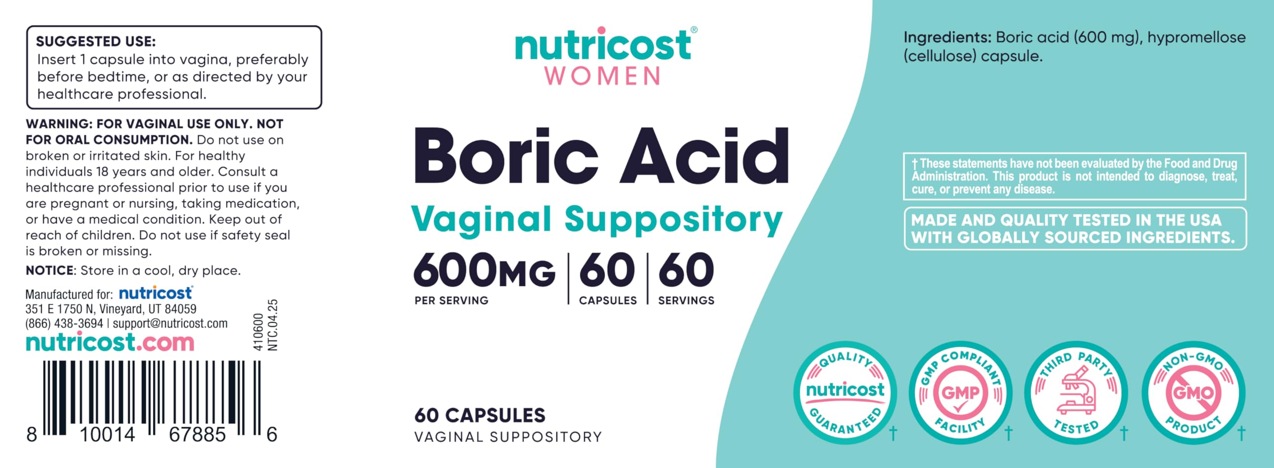 Nutricost non-GMO label image underscores ingredient integrity.