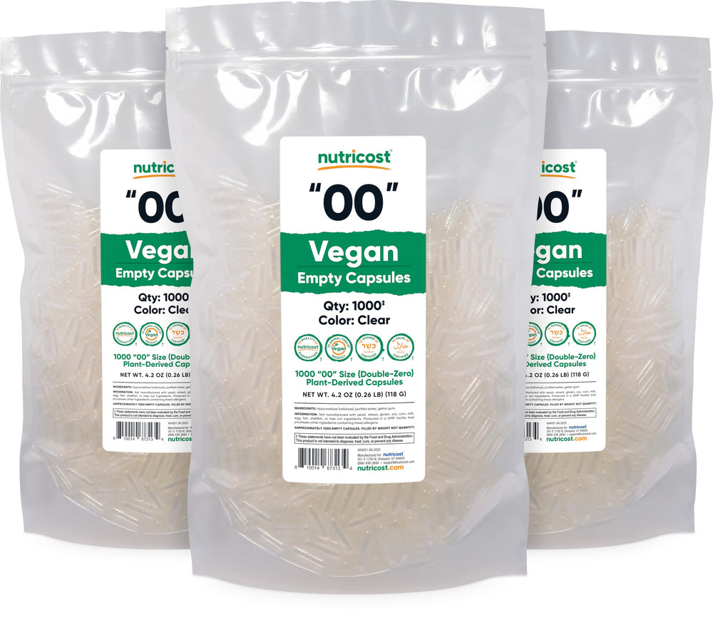 Nutricost non-GMO, soy-free, gluten-free capsules for allergen-conscious mixtures