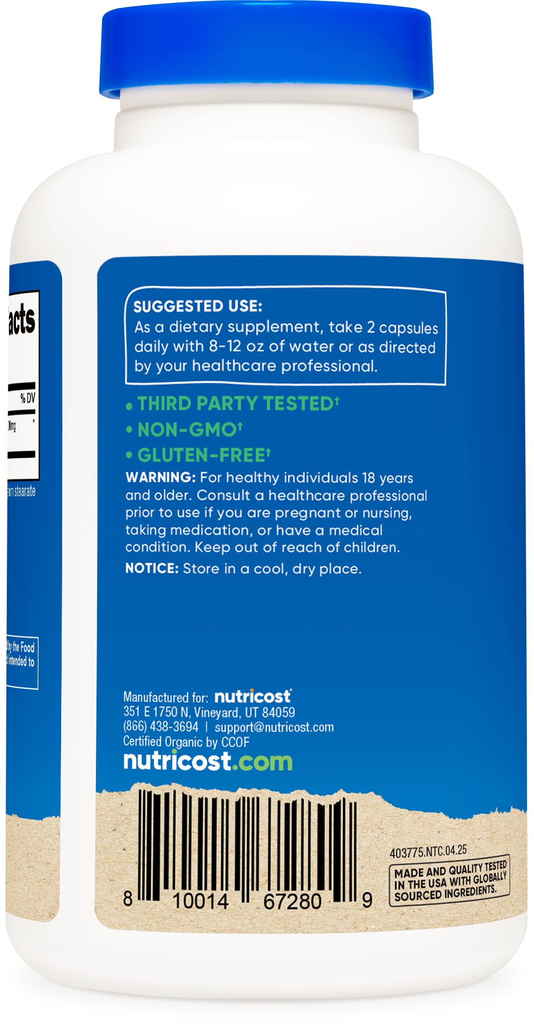 Nutricost Noni Capsules capsules close-up emphasizing vegetarian-friendly, easy-to-swallow format.