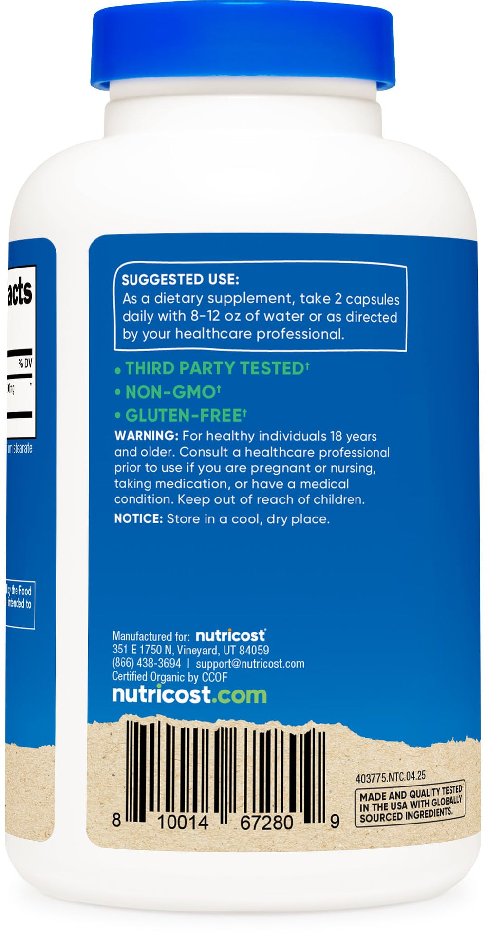 Nutricost Noni Capsules capsules close-up emphasizing vegetarian-friendly, easy-to-swallow format.