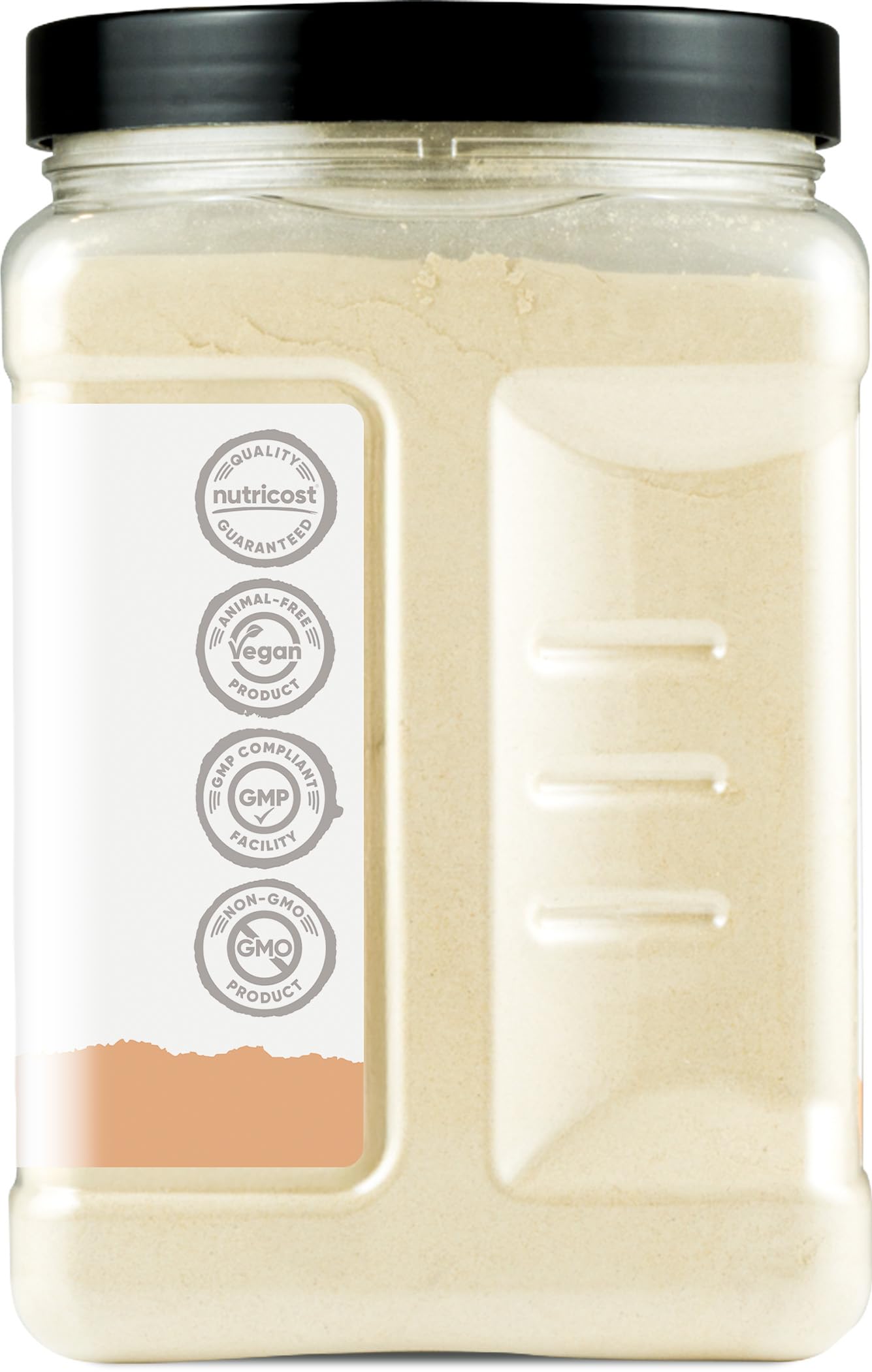 Nutricost Oat Fiber jar with ingredients label highlighting non-GMO and sugar-free