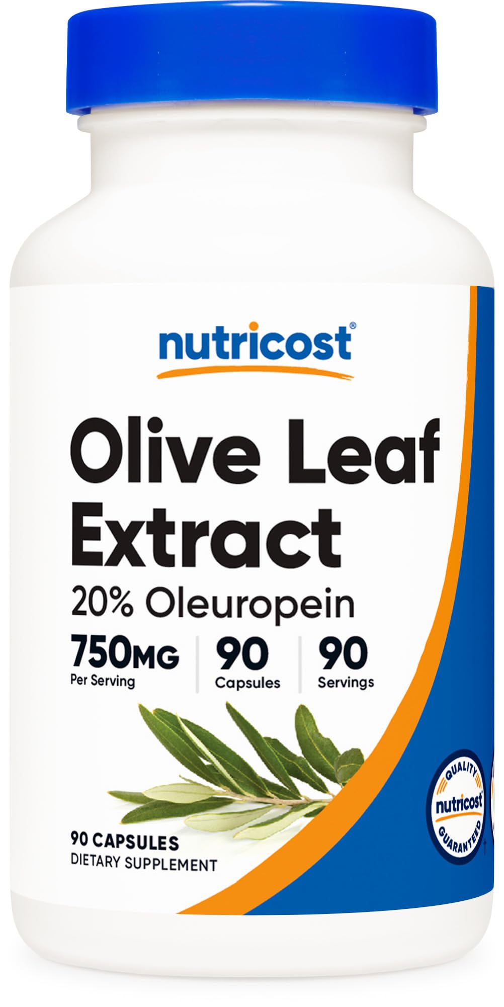 Nutricost Olive Leaf Extract bottle with 750 mg capsules for daily plant-based wellness