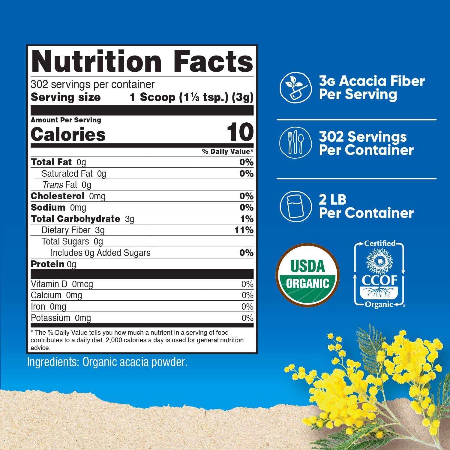Nutricost Acacia Fiber Powder scoop included for easy serving.