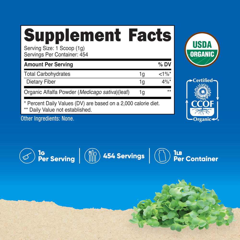 Scoop included for precise measurement of Nutricost Alfalfa Powder.