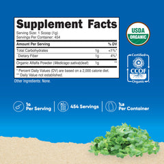 Scoop included for precise measurement of Nutricost Alfalfa Powder.