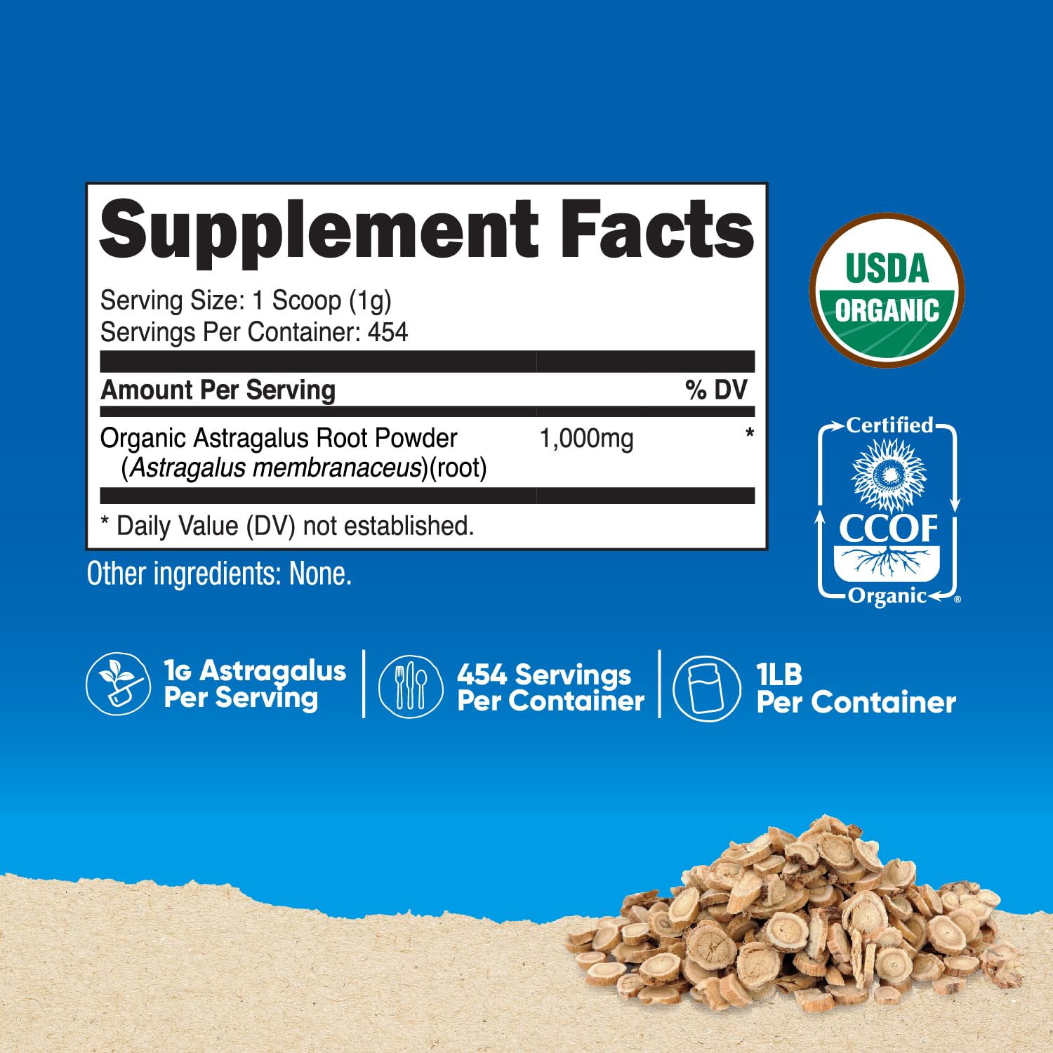 Nutricost astragalus powder scoop for convenient measured servings in smoothies
