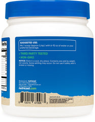 Nutricost packaging highlights the organic barley grass juice powder details.