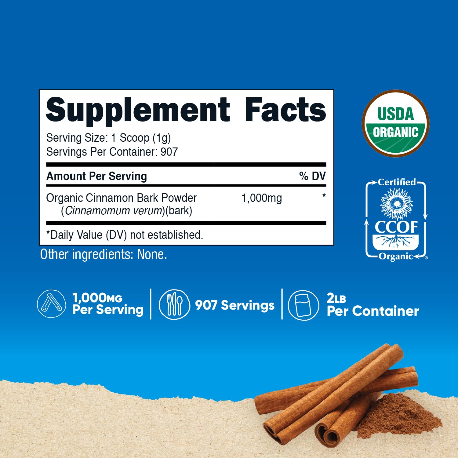 Nutricost Organic Ceylon Cinnamon powder scoop demonstrates precise measuring for recipes.