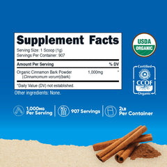 Nutricost Organic Ceylon Cinnamon powder scoop demonstrates precise measuring for recipes.