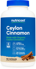Nutricost Organic Cinnamon Ceylon bottle front for daily wellness support.
