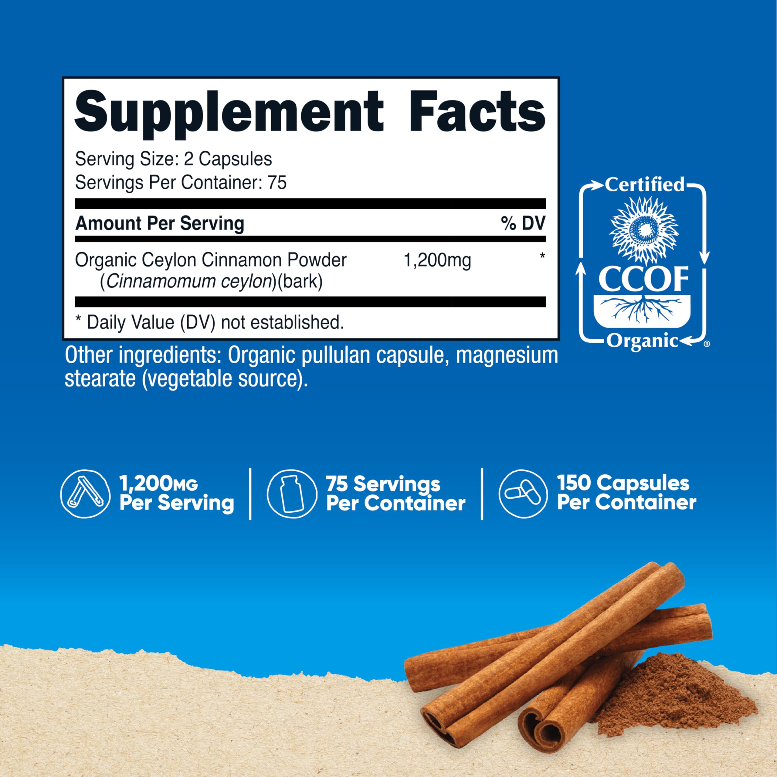 Nutricost Organic Cinnamon Ceylon capsules in bottle—high potency for everyday use.