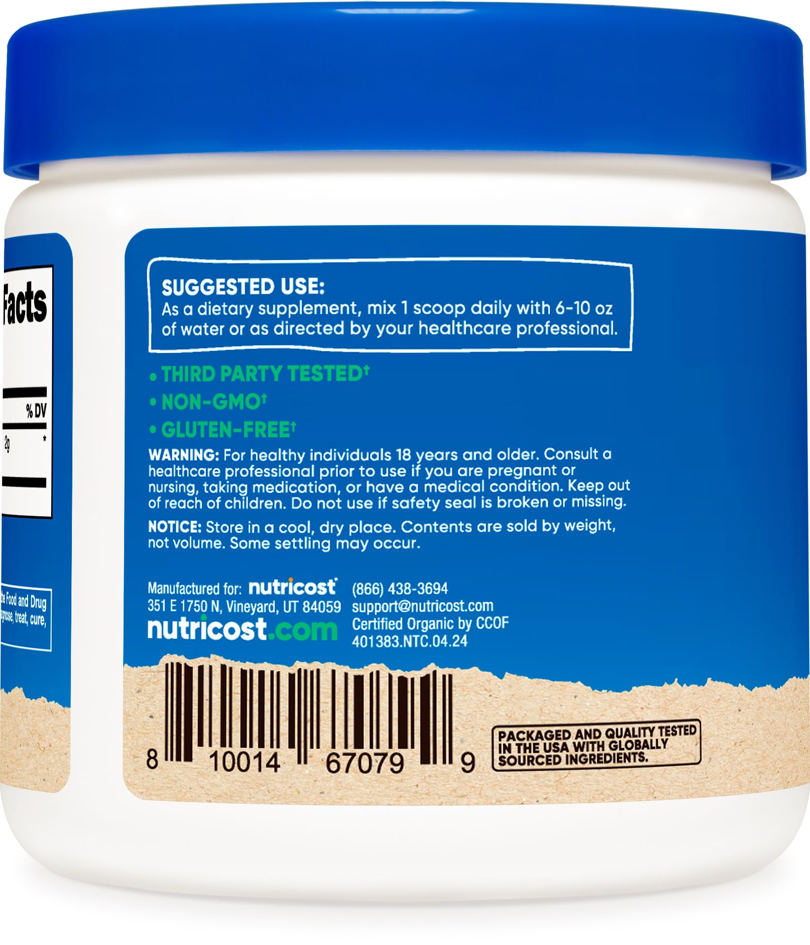 Nutricost Organic Cordyceps Powder bottle on kitchen counter ready for smoothies