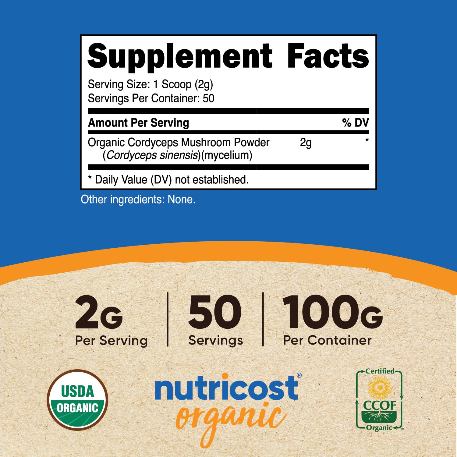 Nutricost Organic Cordyceps Powder close-up texture for easy mixing