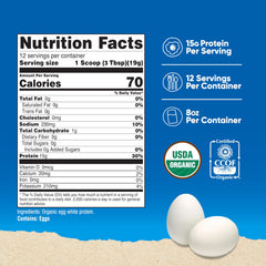 Nutricost Organic Egg White Protein 8oz scoop illustrating convenient daily servings