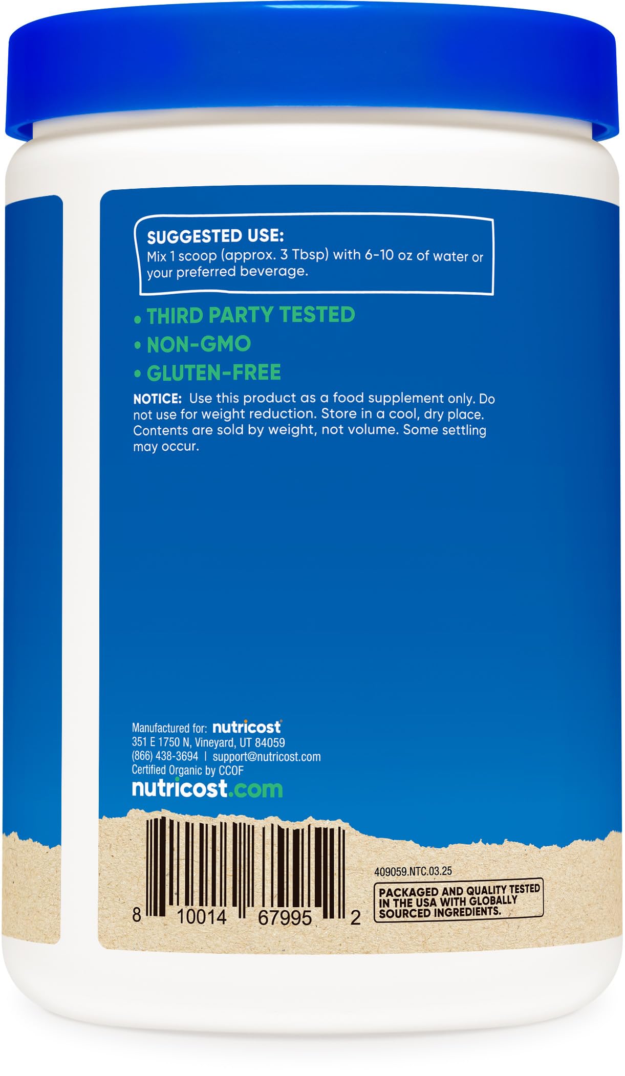 Nutricost Egg White Protein 8oz serving cup ready for shake preparation