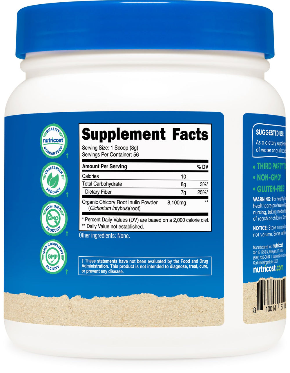 Nutricost Organic Inulin Powder kitchen setup with yogurt and oats.