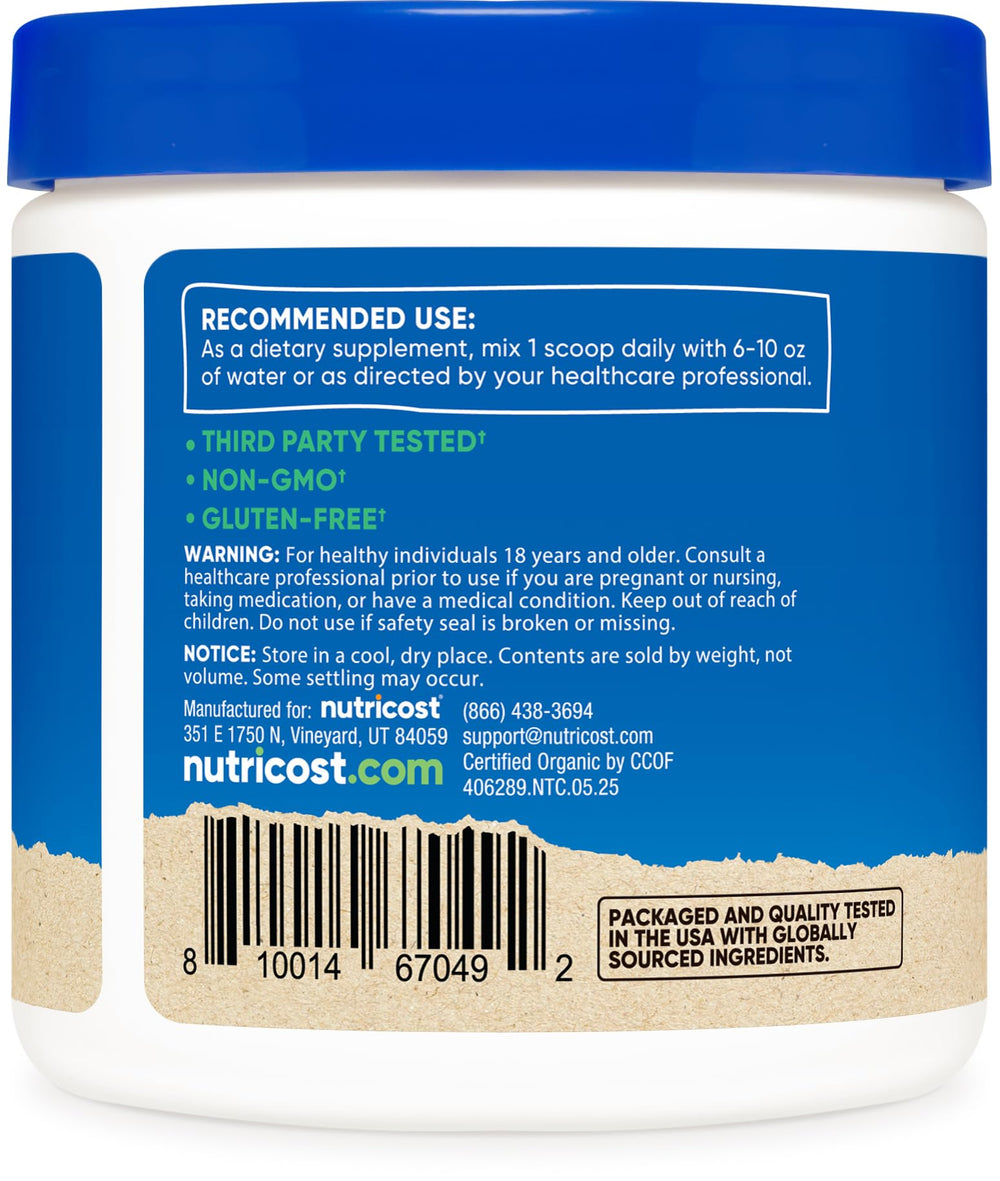 Nutricost Organic Lion's Mane Powder pantry storage scene emphasizes freshness and easy access.