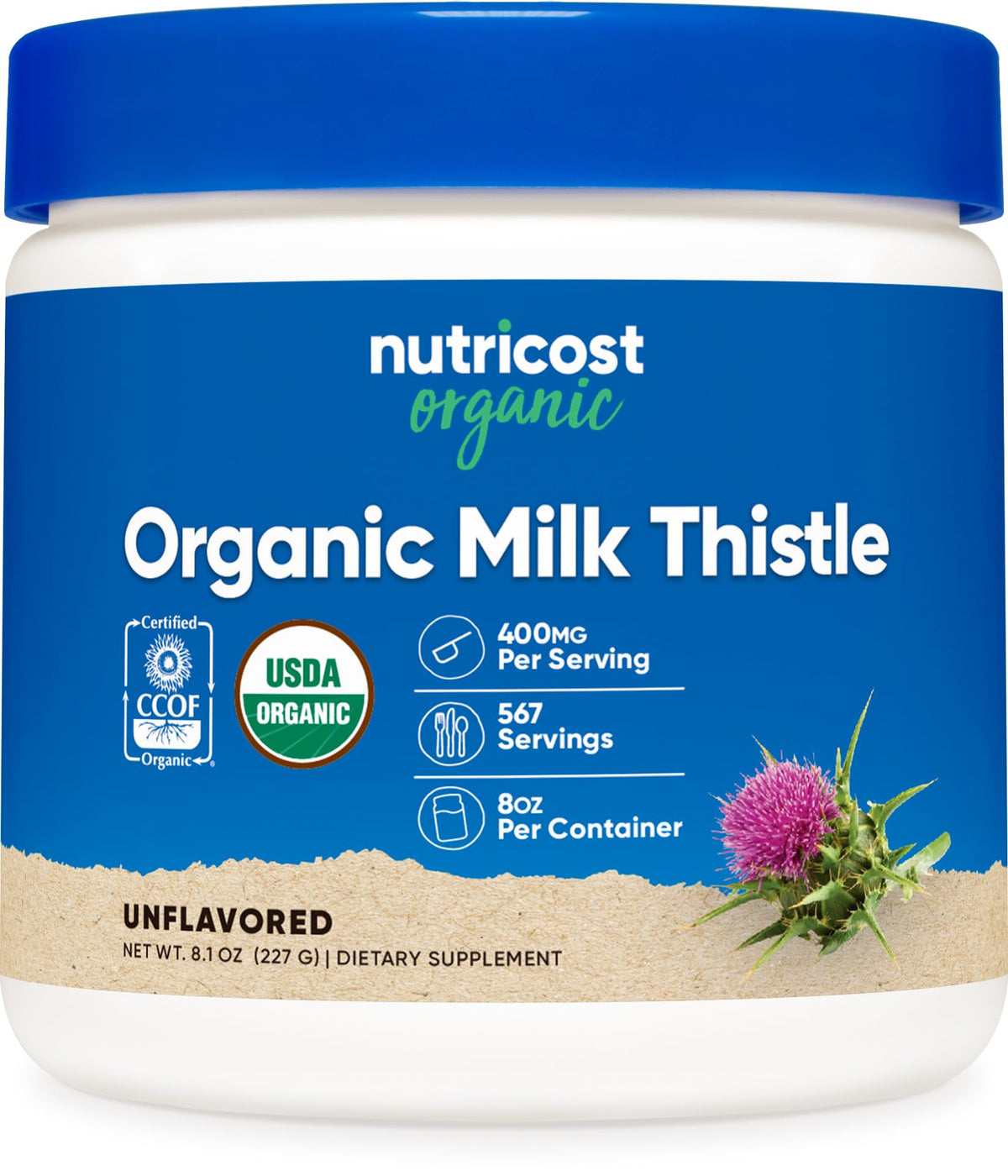 Nutricost Organic Milk Thistle bottle front view for daily supplement routine