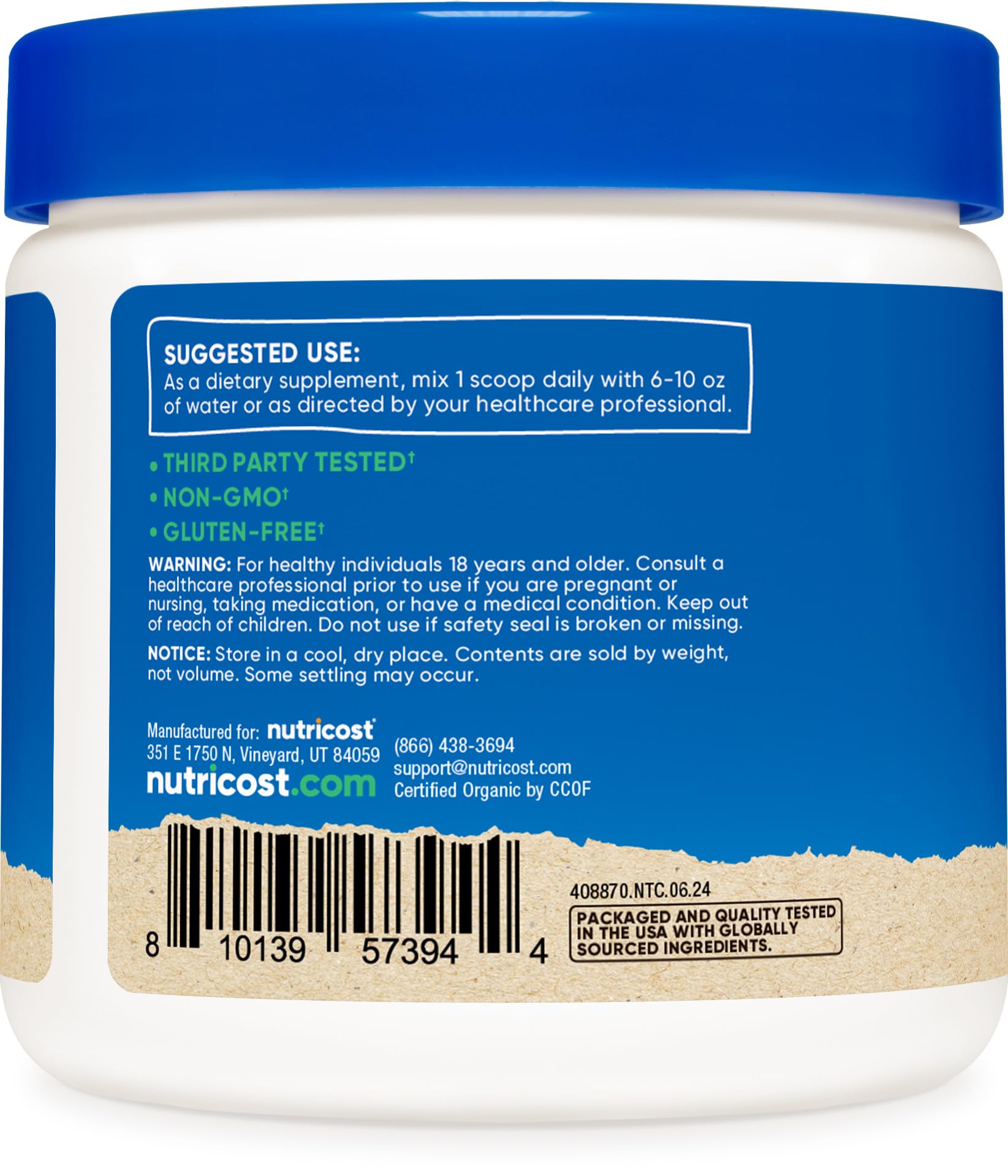 Nutricost Organic Milk Thistle label shows vegan-friendly icon
