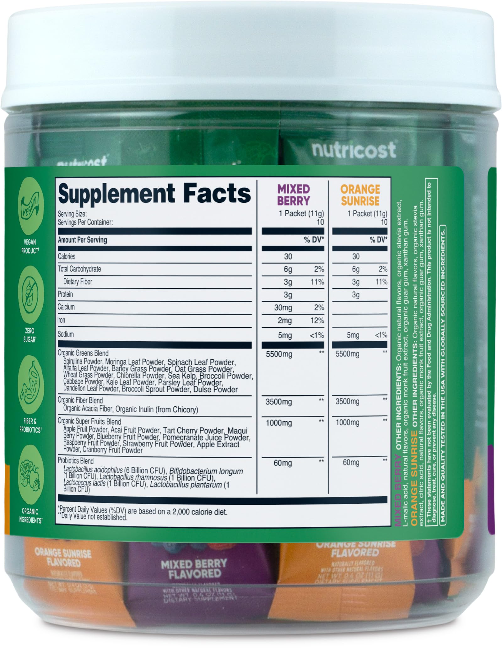 Nutricost Organic Super Greens USDA Organic certification for organic sourcing.