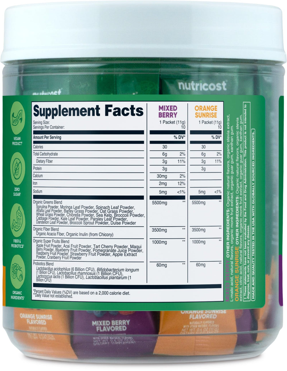 Nutricost Organic Super Greens USDA Organic certification for organic sourcing.