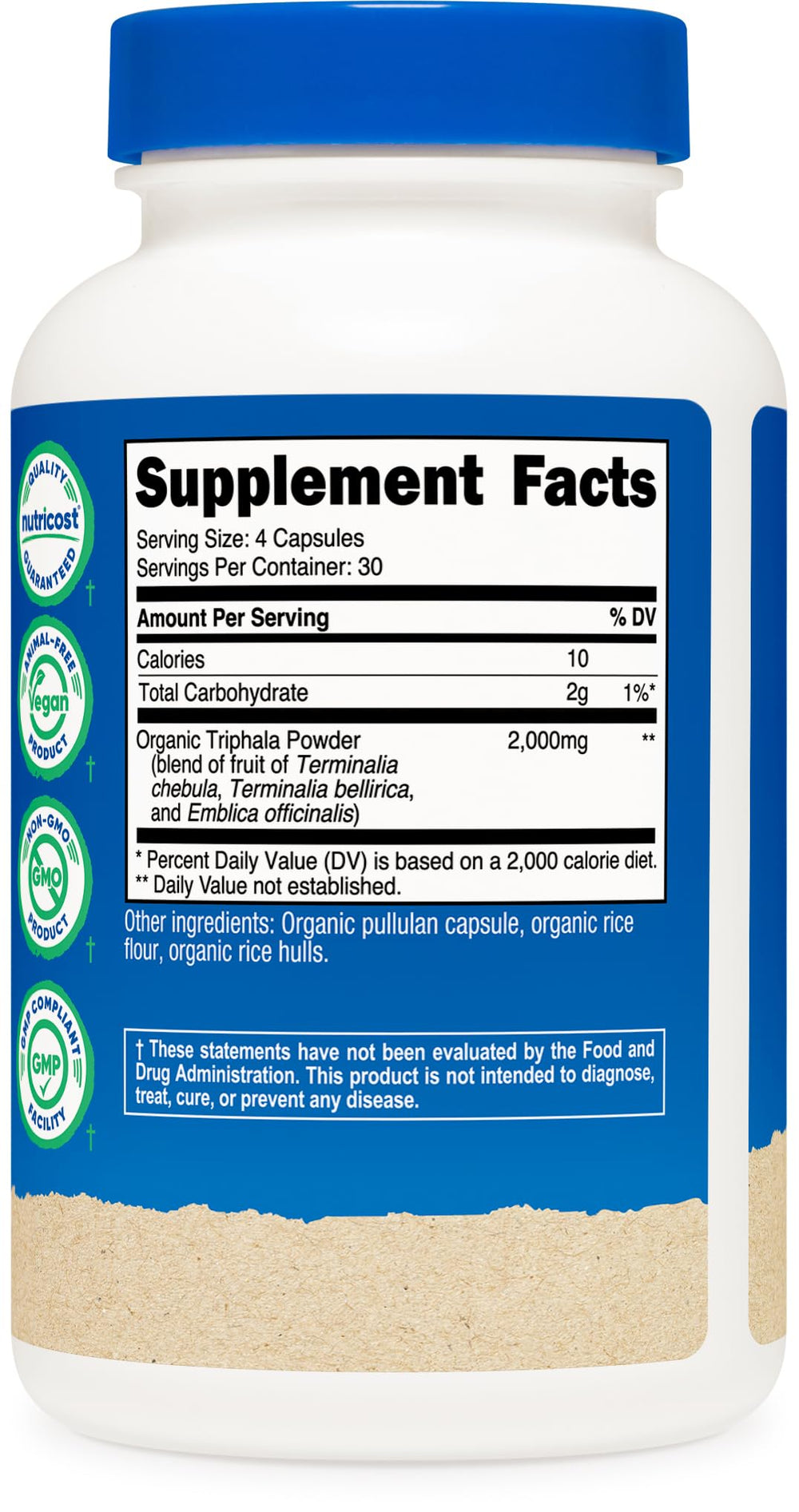 Nutricost Triphala serving spoon imagery for easy dosing.