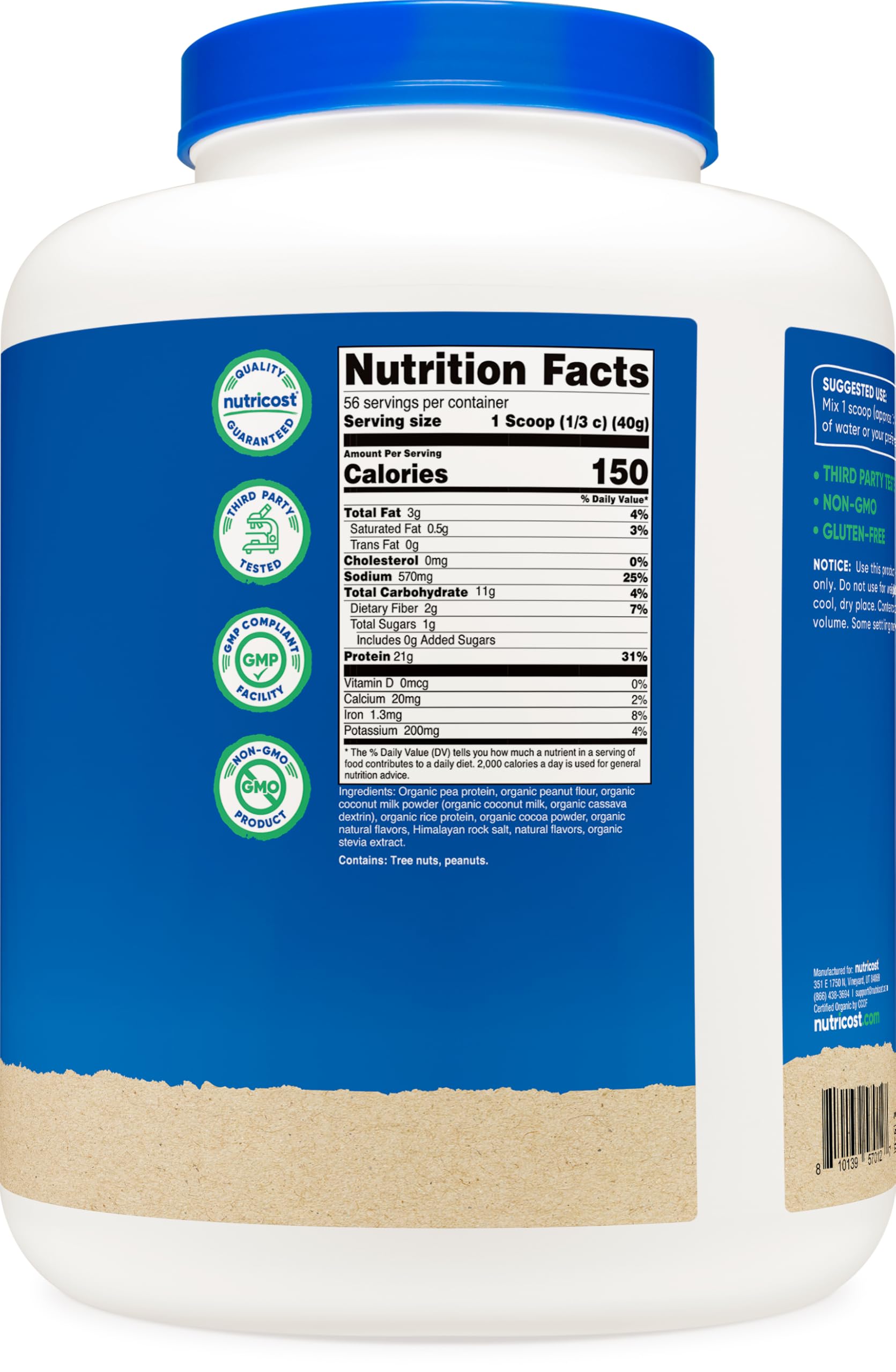 Nutricost GMP Facility badge on carton indicating quality manufacturing.