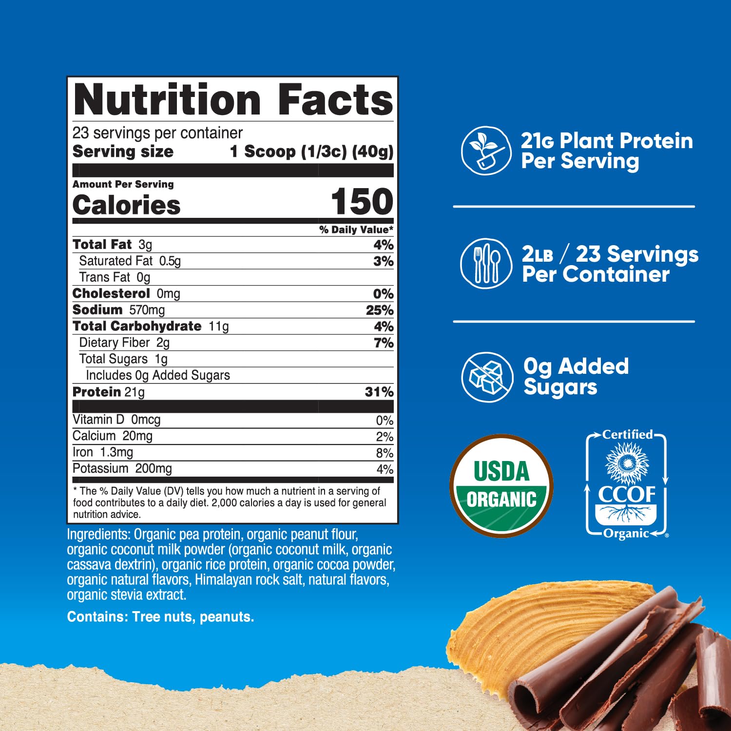 Nutricost protein scoop serving showing chocolate peanut butter flavor